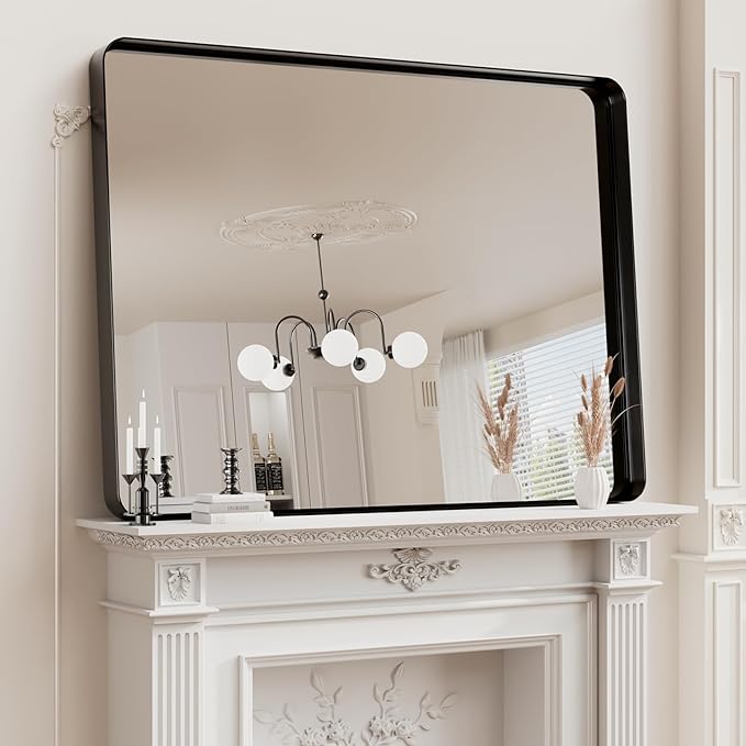 Koonmi Black Bathroom Mirror for Wall, 36x48 Inch Matte Metal Deep Framed - Image 5