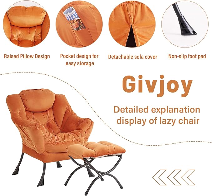 Lazy Chair and Ottoman, Large Accent Lounge Chair - Image 4