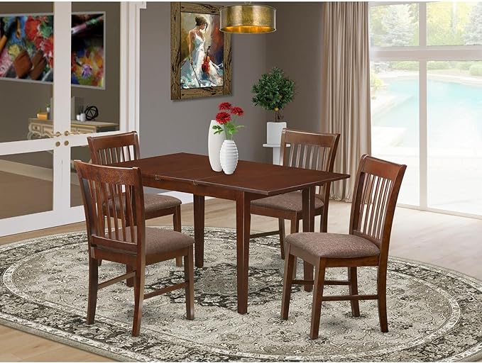 East West Furniture PSNO5-MAH-C 5 Piece Kitchen Table & Chairs Set Includes a - Image 6