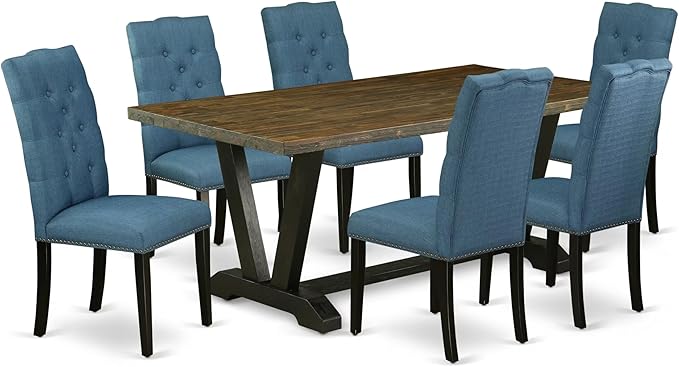 East West Furniture V677EL121-7 7 Piece Modern Dining Table Set Consist of a by EastWestFurniture