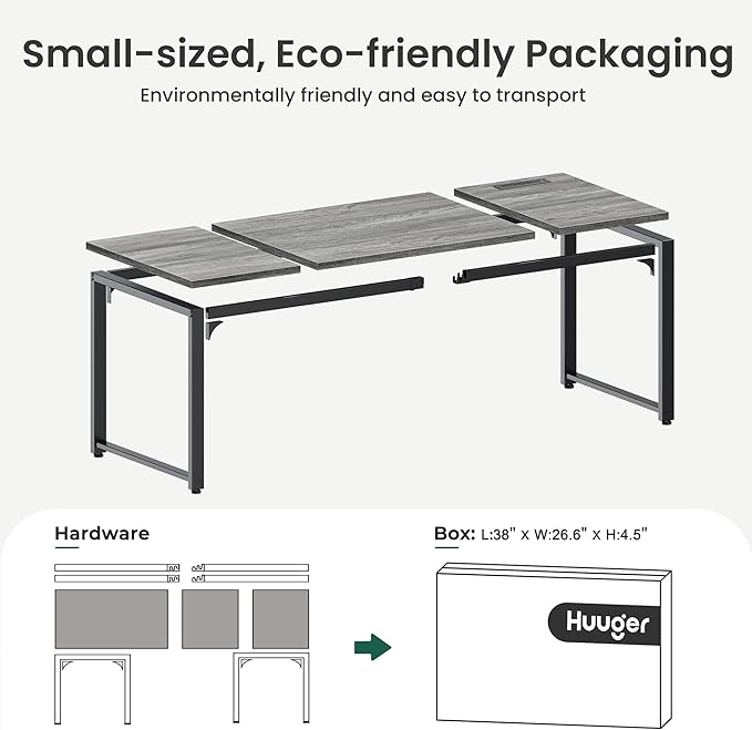 Huuger 63 x 24 inch Desk with Power Outlets & USB-C, Deeper & Thicker Desktop - Image 9