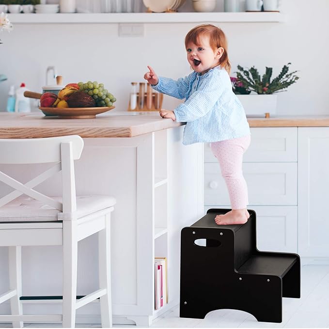 WOOD CITY Step Stool for Kids, Wooden Toddler Step Stool - Image 2