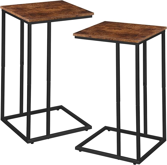 C Shaped Side Table Set of 2, Skinny Sofa Table - Image 9
