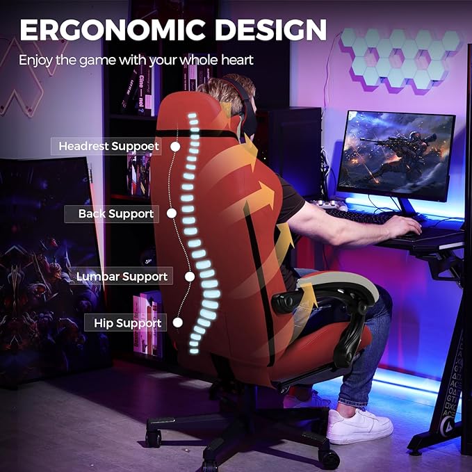 GTPLAYER Gaming Chair with Footrest, Big and Tall Game Chair High Back Computer - Image 8
