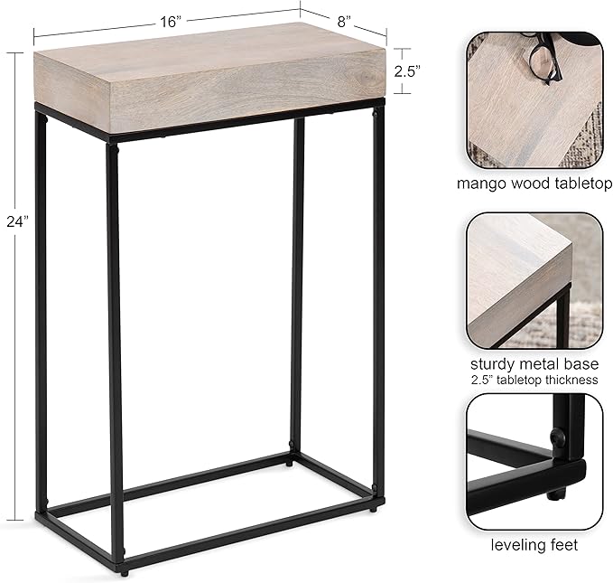 Kate and Laurel Karlsen Wood and Metal Narrow Side Table; 16 x 24 x 8; - Image 3