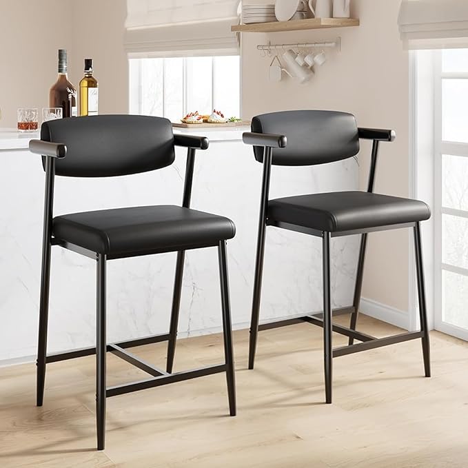 GarveeHome Bar Stools Set of 2, 26.5" Upholstered Counter Height Bar Stools by GarveeHome
