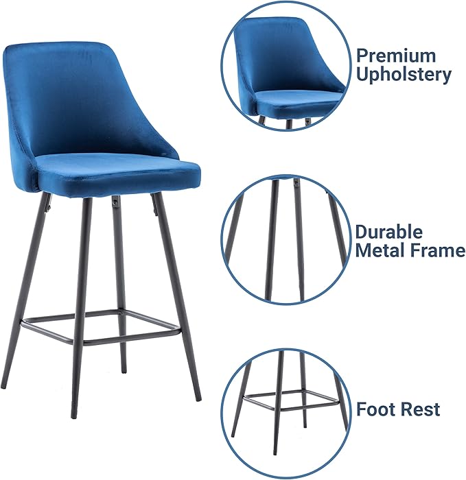 BTEXPERT Set of 2, Premium upholstered Dining 25" Seat Height, High Back Count - Image 5