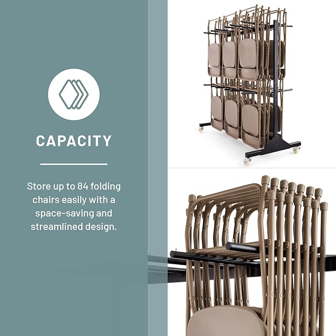 Safco 2 Tier Folding Chair Cart, Heavy Duty Powder Coated Storage Cart - Image 5