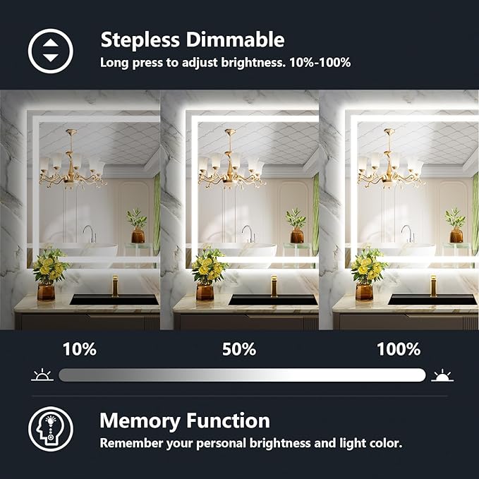 40x36 Inch LED Bathroom Mirror - Image 3