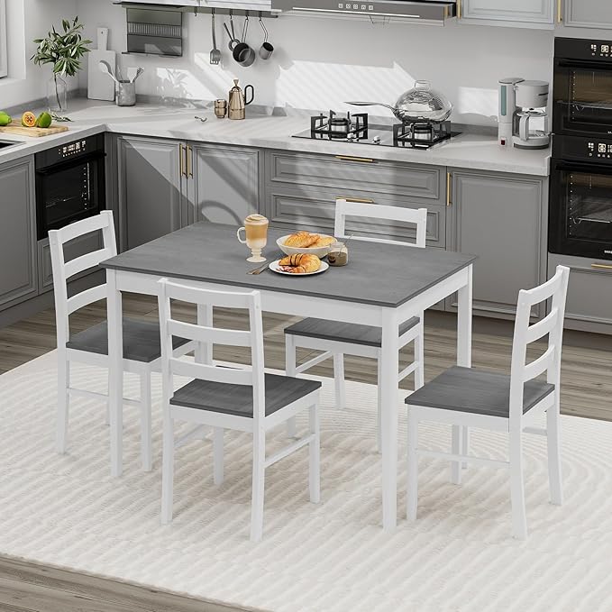 Giantex Dining Table Set with Kitchen Table, Dining Chairs, Compact by Giantex