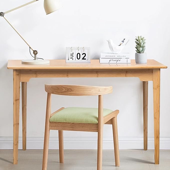 DOUSY- Bamboo Writing Desk Writing Computer Desk Study Desk Home Office Desk - Image 3