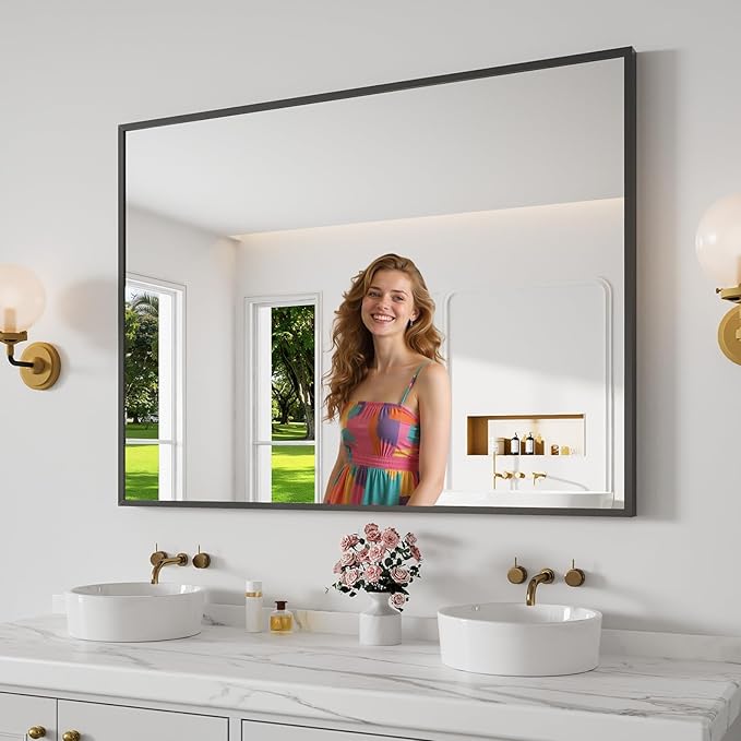 Koonmi Bathroom Mirror 36x48 Bathroom Wall-Mounted Mirrors, Modern Vanity Mirror by KOONMI
