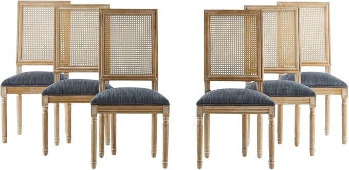 Merax Upholstered Solid Wood Dining Chairs Set of 6, French Country Style - Image 6
