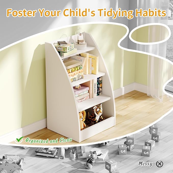 Kids Bookshelf and Toy Organizer, 4 Tier Kids Book Shelf - Image 4
