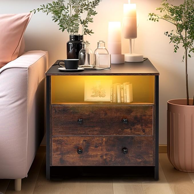 27 Inch Wide Night Stand, Large Wood Night Stand Set 2 - Image 8