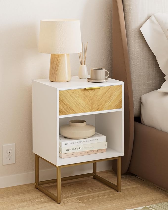 Nightstand, Boho Night Stand Wood Farmhouse Bedside Table by Unknown