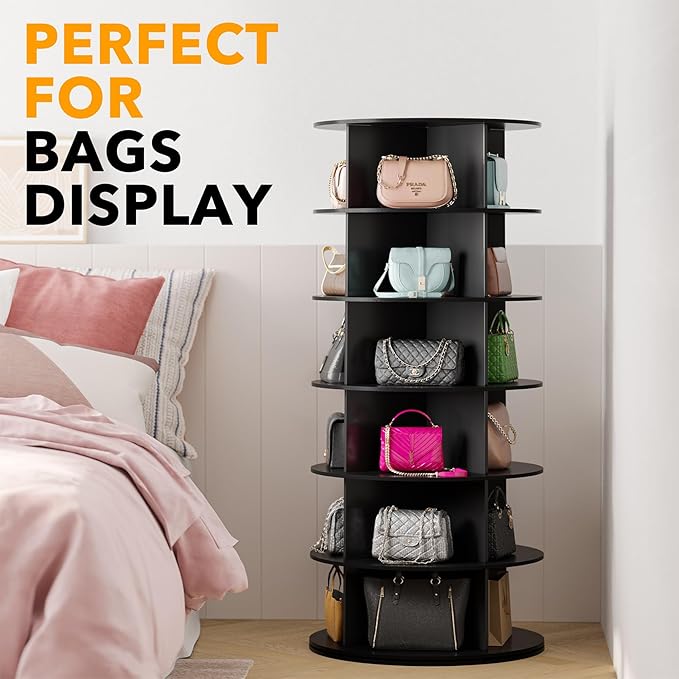 SpaceAid Black 6-Tier Spinning Rotating Shoe Rack Organizer, Shoe Display Tower - Image 5
