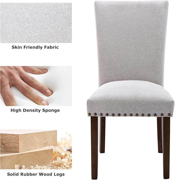 COLAMY Upholstered Parsons Dining Chairs Set of 4, Fabric Dining Room Kitchen - Image 6