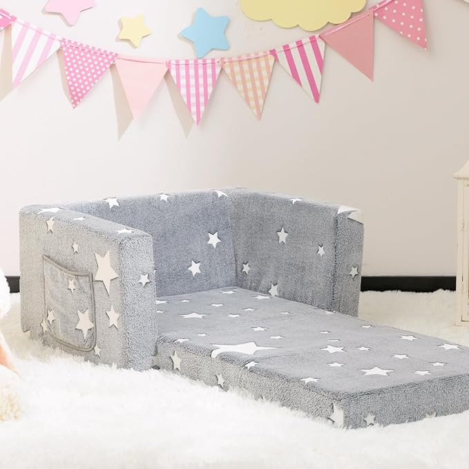 ALIMORDEN 2-in-1 Toddler Fold Out Couch, Comfy Convertible Sofa to Lounger - Image 5