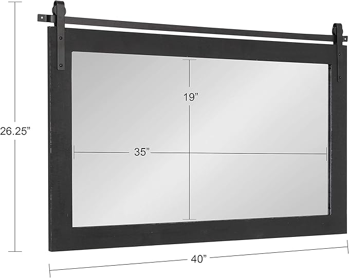 Kate and Laurel Cates Farmhouse Horizontal Wood Framed Wall Mirror, 40 x 26 - Image 6