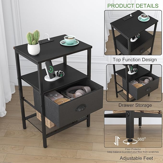 Nightstands Set of 2, Bedside Tables - Image 5