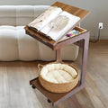 C Shaped End Table with Charging Station, Small Side Table by KERTY