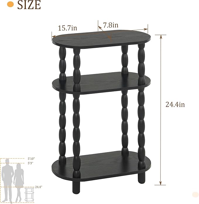 MaxSmeo Small Narrow Side Table, 3-Tier Narrow End Table - Image 3