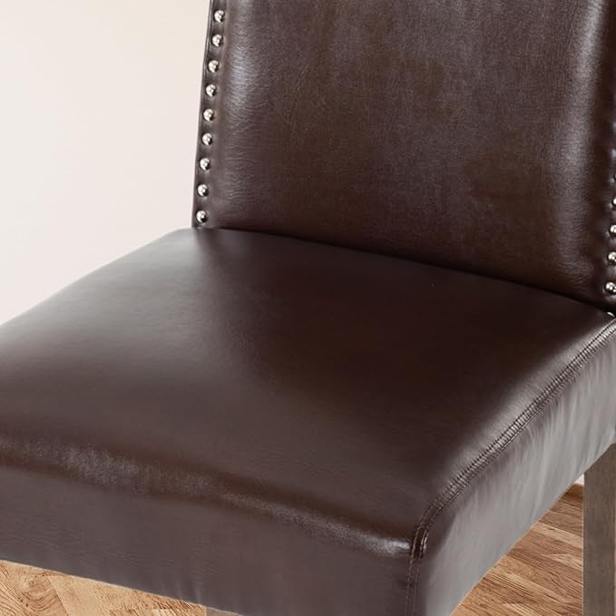 Stylish Upholstered Parsons Dining Chair PU Faux Leather - Image 8