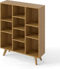 Manora Bookshelf with 10 Open Storage Cubes, Wooden Bookcase Organizer by manora