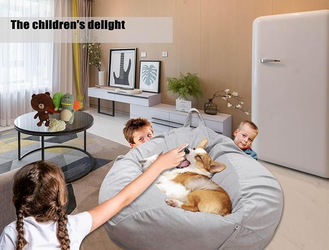 Stuffed Animal Storage Bean Bag Chair Cover Washable Ultra Soft Corduroy Bean - Image 5