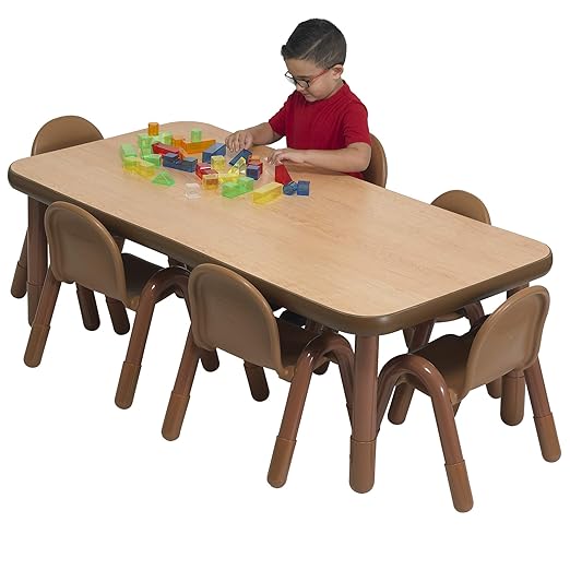 Children’s Factory Baseline Preschool 60" x 30" Rectangular Table & Chair Set by Angeles