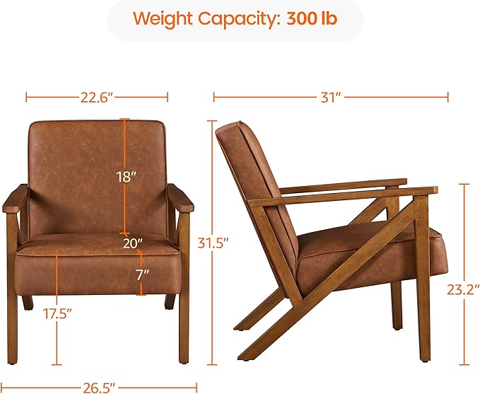 Yaheetech Accent Chair Faux Leather Armchair Lounge Chair - Image 2