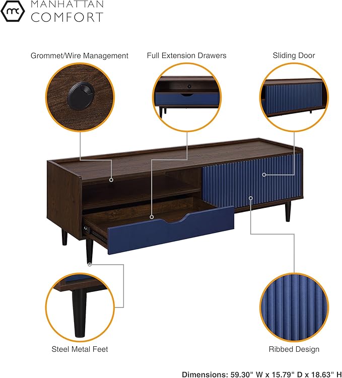Manhattan Comfort Duane Modern Ribbed 55 Inch TV Stand - Image 6