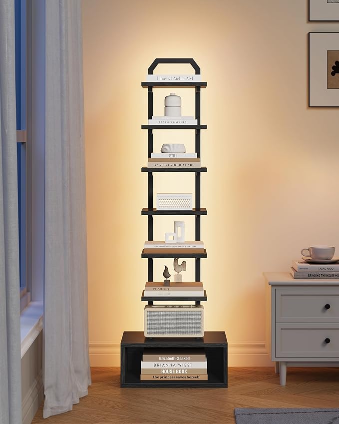 8-Tier Bookshelf, LED Bookcase - Image 6