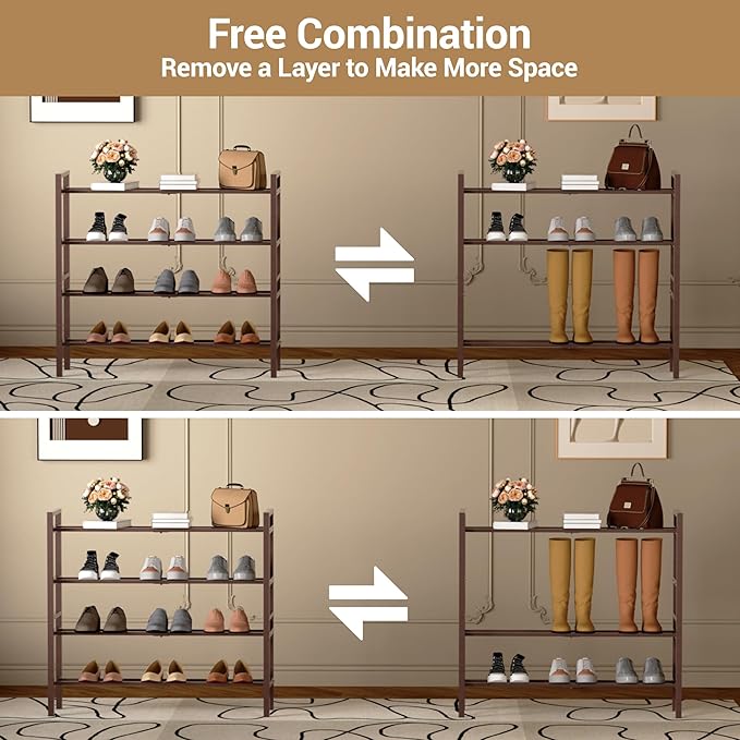 Haddockway Bamboo Shoe Rack for Closet, Free Standing Shoe Organizer - Image 7