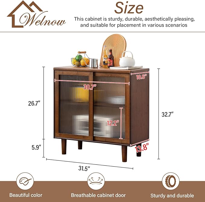 Welnow Buffet Cabinet, Bamboo Sideboard - Image 3