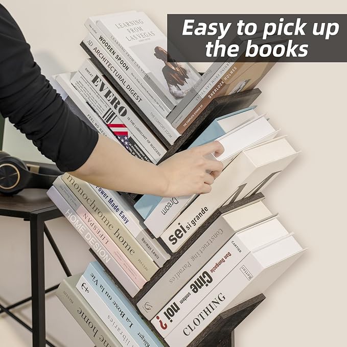 10 Tier Tree Book Shelf, Floor Standing Wood Bookshelf - Image 6