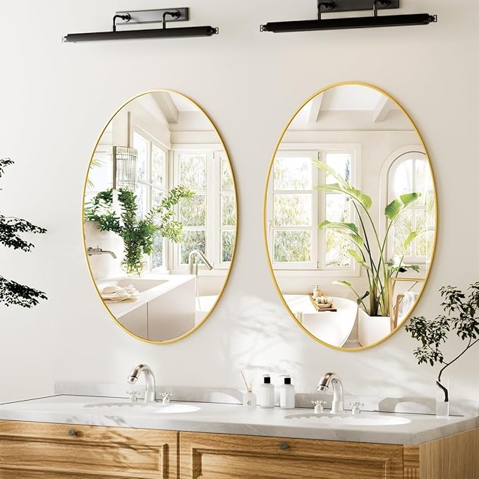 Koonmi Gold Oval Bathroom Mirror, Oval Mirror - Image 4