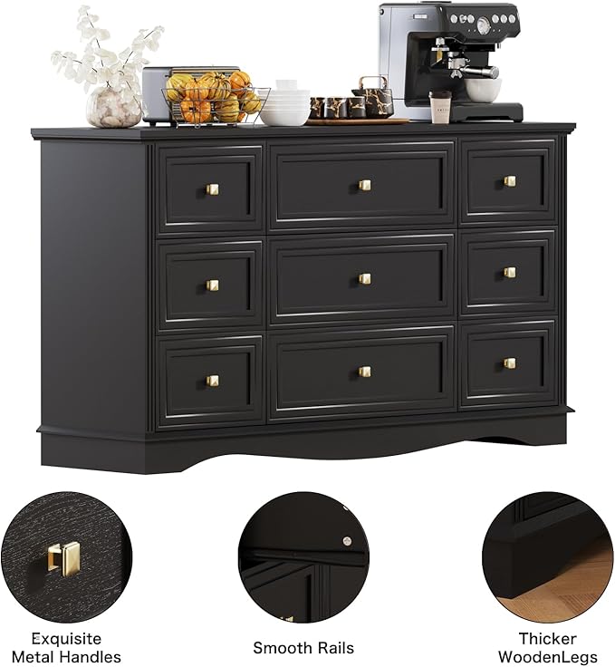 9-Drawer Dresser, Modern Farmhouse Furniture Organizer, Bedroom Storage Cabinet - Image 6