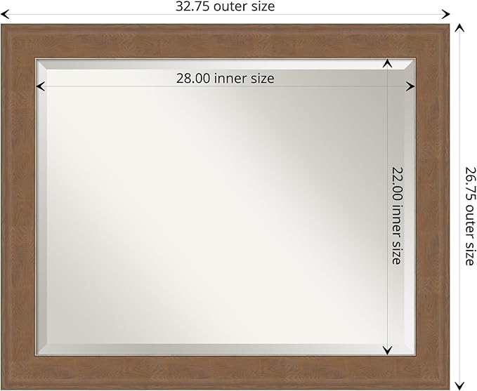 Amanti Art Brown Wall Mirror 27x33 Alta Medium Brown Rectangle Bathroom Mirror - Image 4