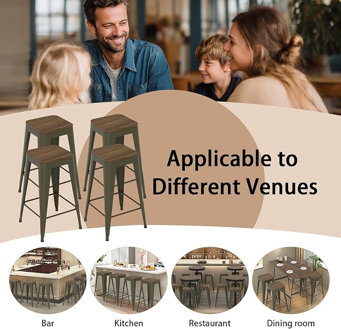 30 inch Backless Bar Stools Set of 4, Indoor Metal Bar Stools - Image 7