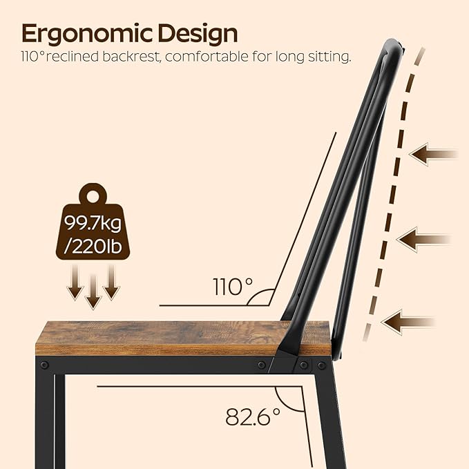 Dining Chairs Set of 2, Wooden Kitchen Chairs, Farmhouse Dining Chairs - Image 4