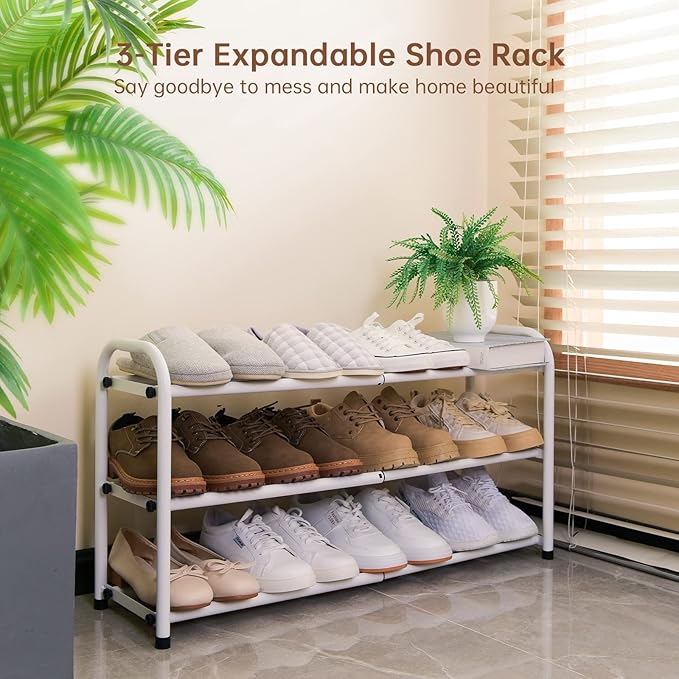 Gonfoam 3-Tier Expandable Shoe Rack, Adjustable Shoe Shelf Storage Organizer - Image 3