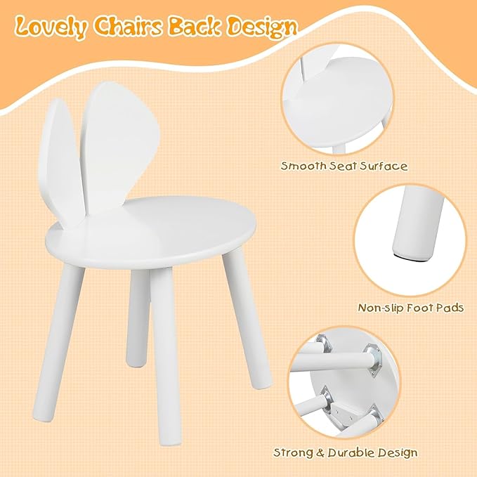 VECELO Kids Table and Chair Set, Wooden Oval Toddler Table - Image 4