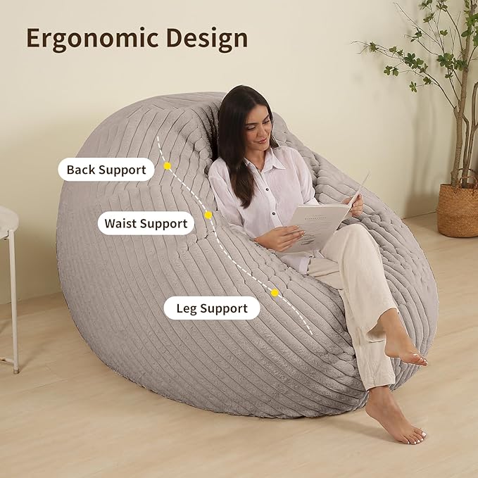 Memory Foam Bean Bag Chair, Bean Bag Bed - Image 5