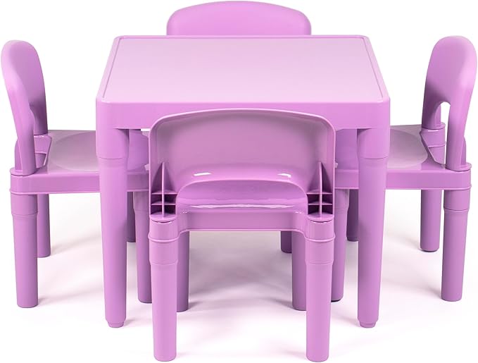 Humble Crew Kids Plastic Table and 4 Chairs Set, Toddler Playroom Activity - Image 2