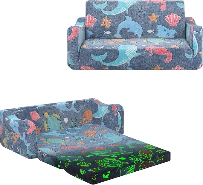 Kids Couch Extra Large, Glow in The Dark 2-in-1 Folding Kids Sofa Bed by Unknown