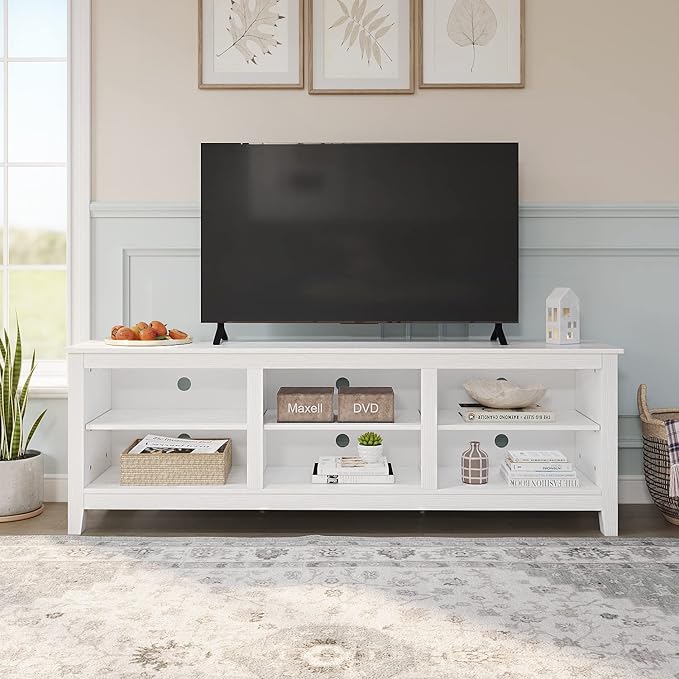Panana TV Stand with 6 Cubby for 75 inch TV, Television Stands Entertainment - Image 5