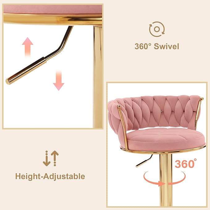 VECELO Bar Stools Set of 2, Adjustable Barstools Counter Height Stools - Image 5
