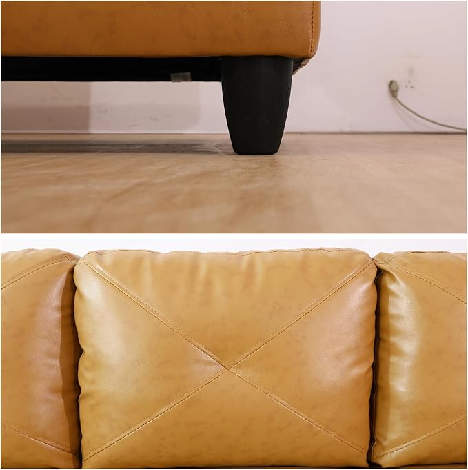 L-Shaped Sectional Sofa with Ottoman, Right-Facing Leather Modern Couch - Image 5